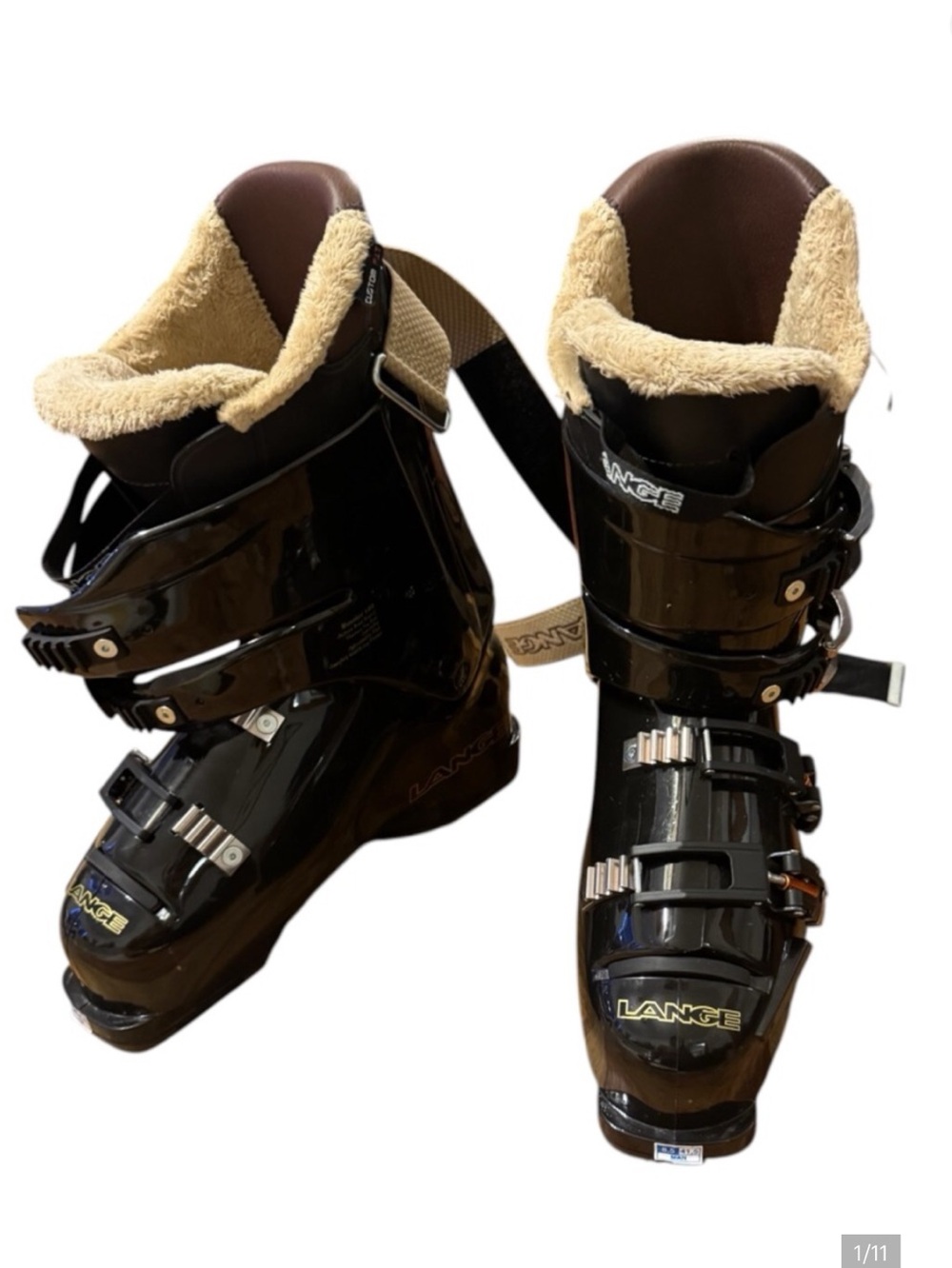 Lange men  Black Ski Boots with Plush Cream Lining brand new with tags size 8,5
